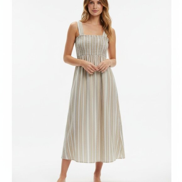 Uniqlo Striped Maxi Dress Size XS Summer Sundress Smocked Sleeveless Comfy - Picture 1 of 6